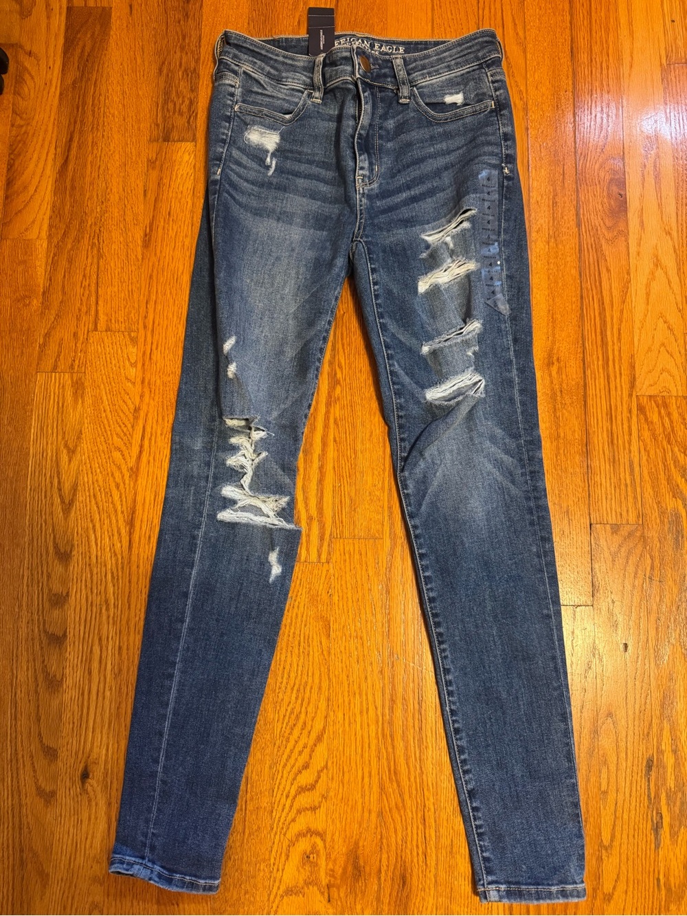 American Eagle Outfitters Dark Blue Distressed Skinny Jeans
